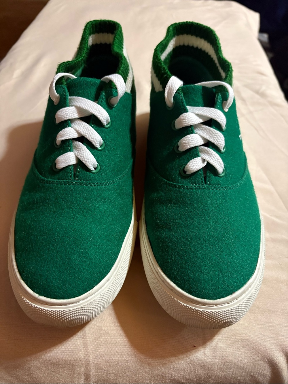 Tory Sport Love All Green Canvas Lace-Up Sneakers with White Laces